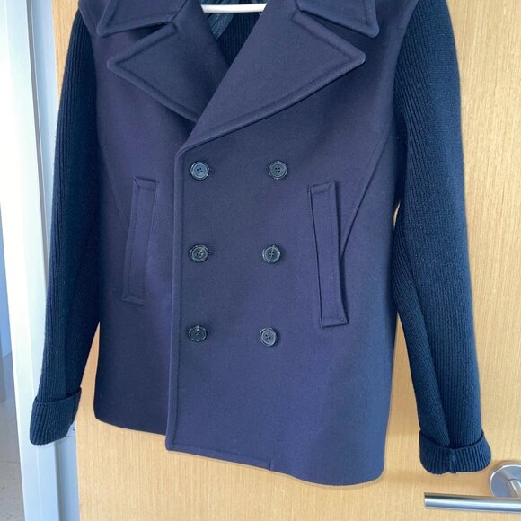 Neil Barrett Mens Coat Size 48 Blue Slim Fit Knit Sleeve And Back Pea Casual - Picture 3 of 12